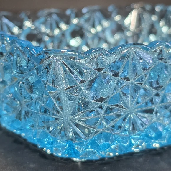 4 Daisy And Button Blue Sauce Dish LG Wright Glass Vintage Trinket Dishes 4" - Picture 6 of 9